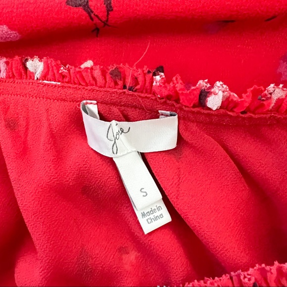 JOIE Hafsa One Shoulder Red Floral Silk Dress Small - Picture 10 of 12